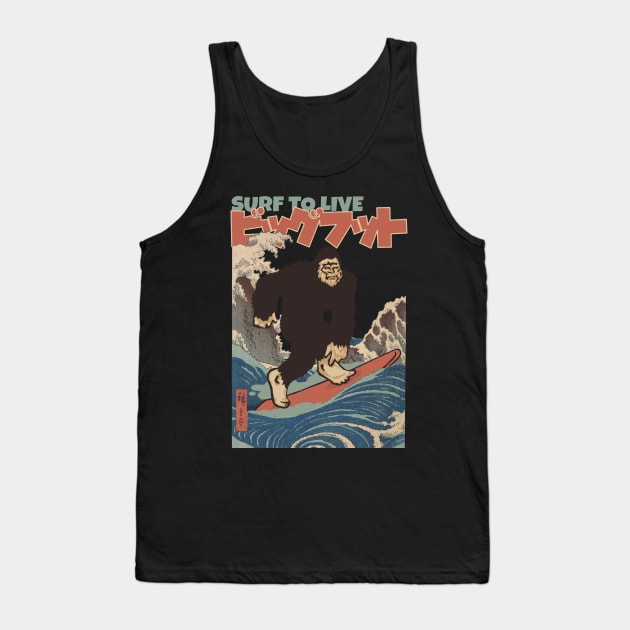 Vintage Bigfoot Surf to Live Tank Top by KewaleeTee